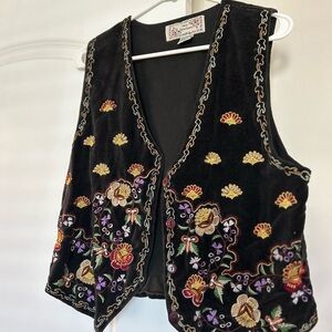 100% cotton New Directions Black Cotton Top with Floral Accents